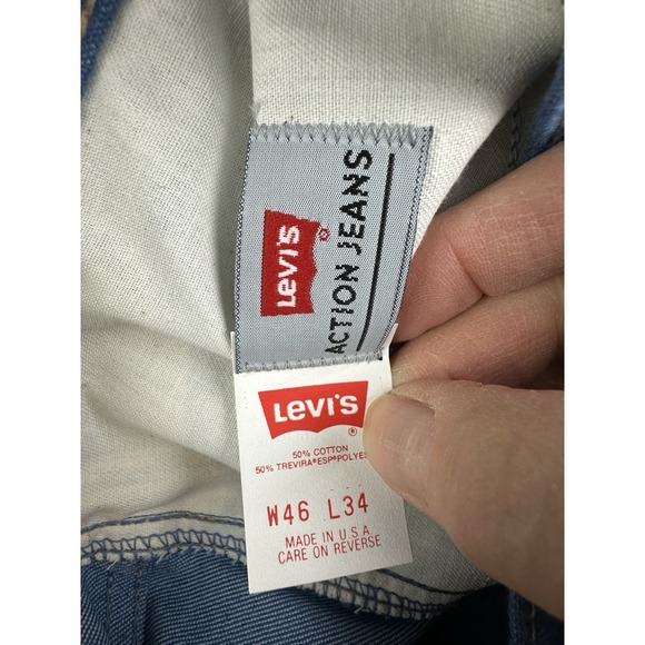 VTG 90s Levis Action Jeans Mens 46x34 (Fits 44x35) Blue Made in the USA NWT!‎ - Picture 7 of 14